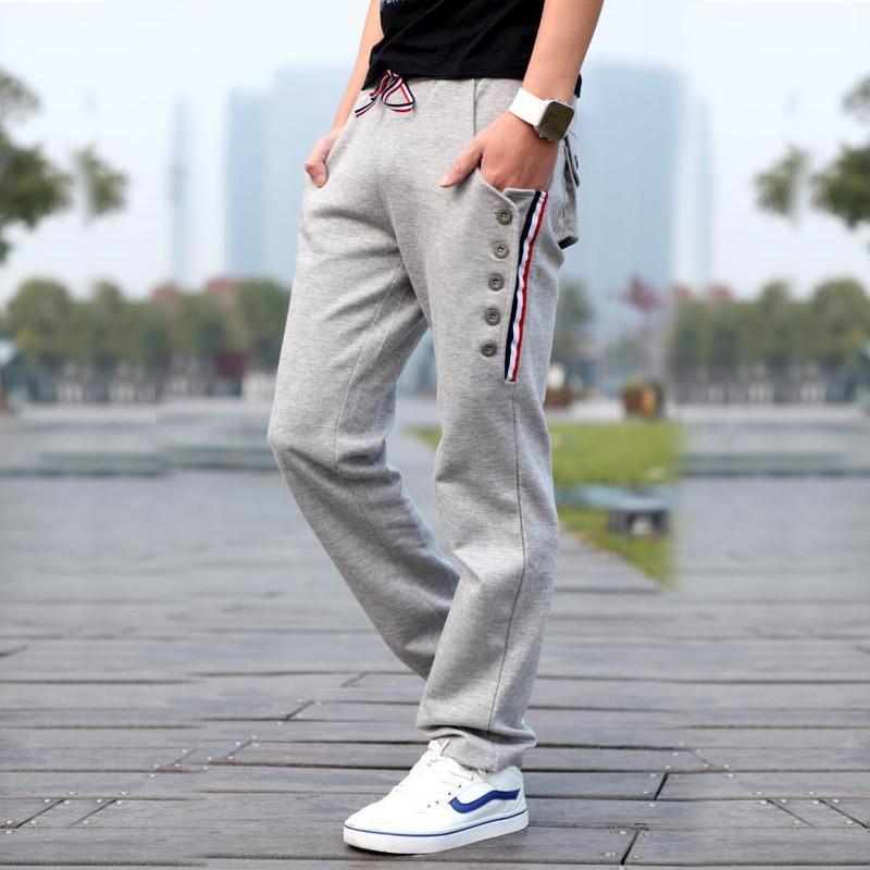 2015春夏热卖款 时尚侧边排扣 腰部彩带系绳 型男运动长裤8368包邮