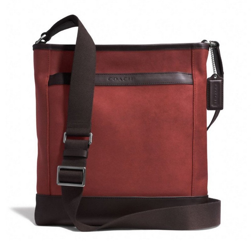 蔻驰（COACH）浮雕LOGO单肩斜挎包 休闲男包/箱包 71341_酒红