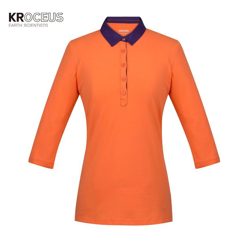 Kroceus2015春夏新款女式吸湿速干七分袖POLO衫22202 茶山红 M