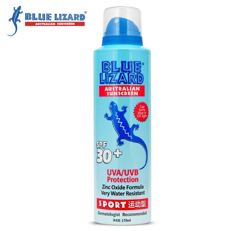 【苏宁自营】蓝蜥蜴BLUE LIZARD 运动物理防晒喷雾170ML SPF30+ 遇紫外线变色 耐水耐汗 户外防晒
