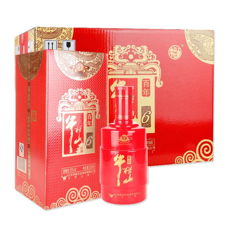 牛栏山 百年红6 50度 500ml*6瓶 浓香型白酒 整箱装