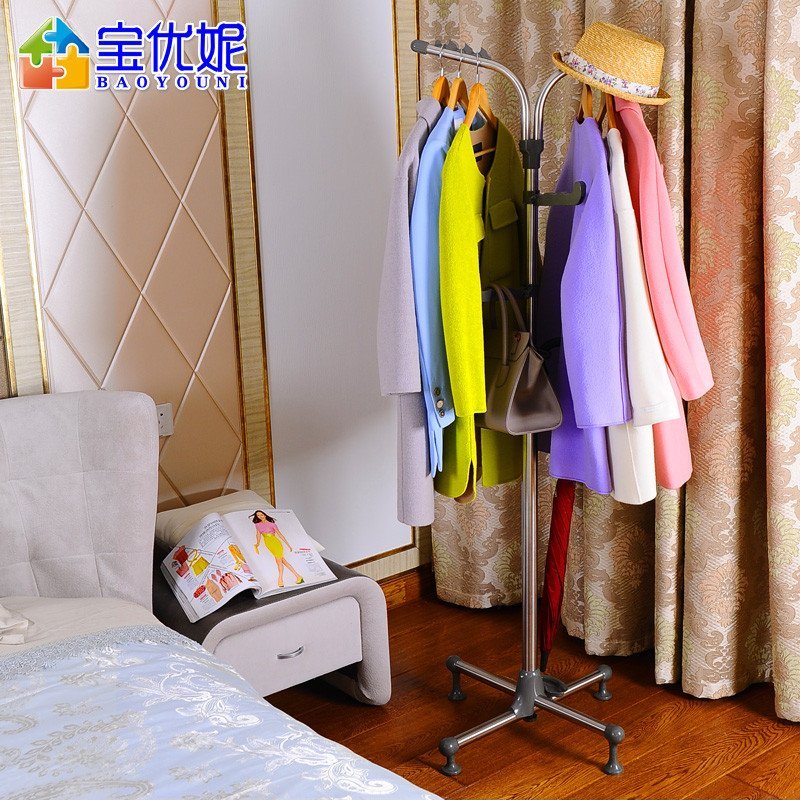 宝优妮立式衣架挂衣架落地室内衣帽架卧室简约现代时尚创意衣服架