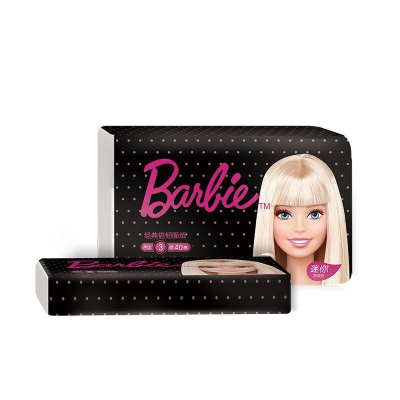 芭比(Barbie) 芭比3层40抽便携车载小包装面巾纸卫生纸巾餐巾纸