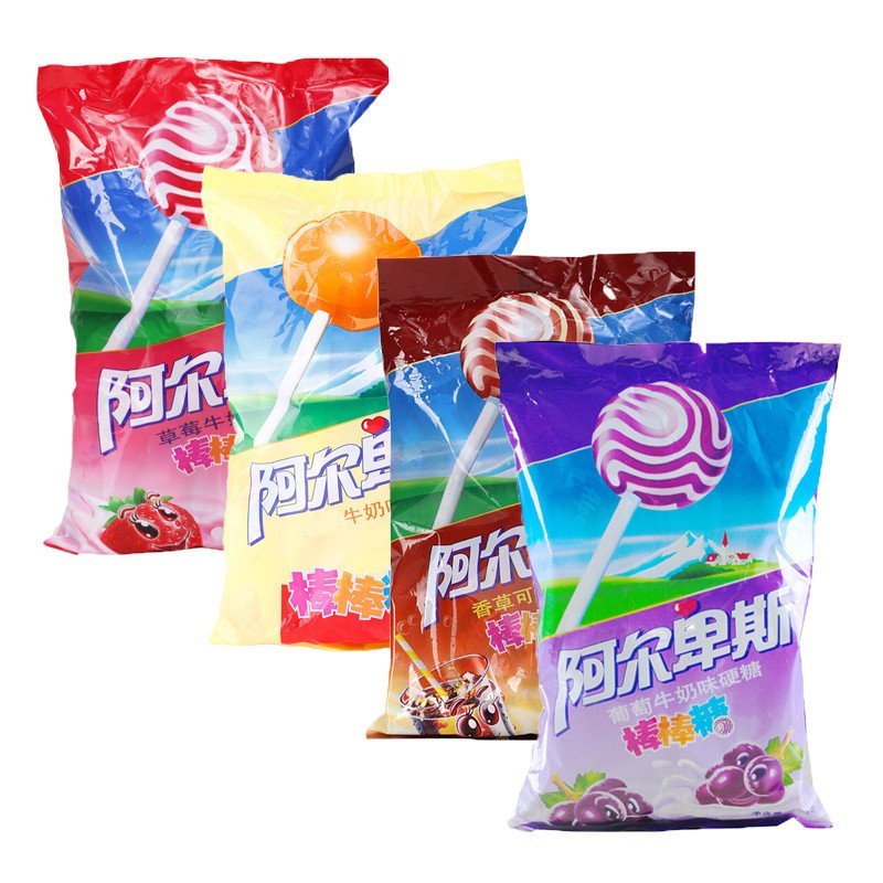 【苏宁超市】阿尔卑斯草莓牛奶味硬糖棒棒糖 200g/袋