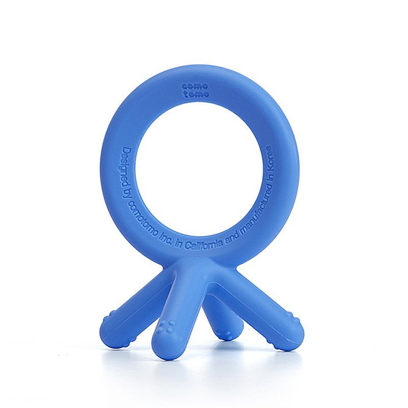 可么多么 (COMOTOMO)婴幼儿宝宝安抚牙胶硅胶磨牙棒韩国原装进口3D 蓝色