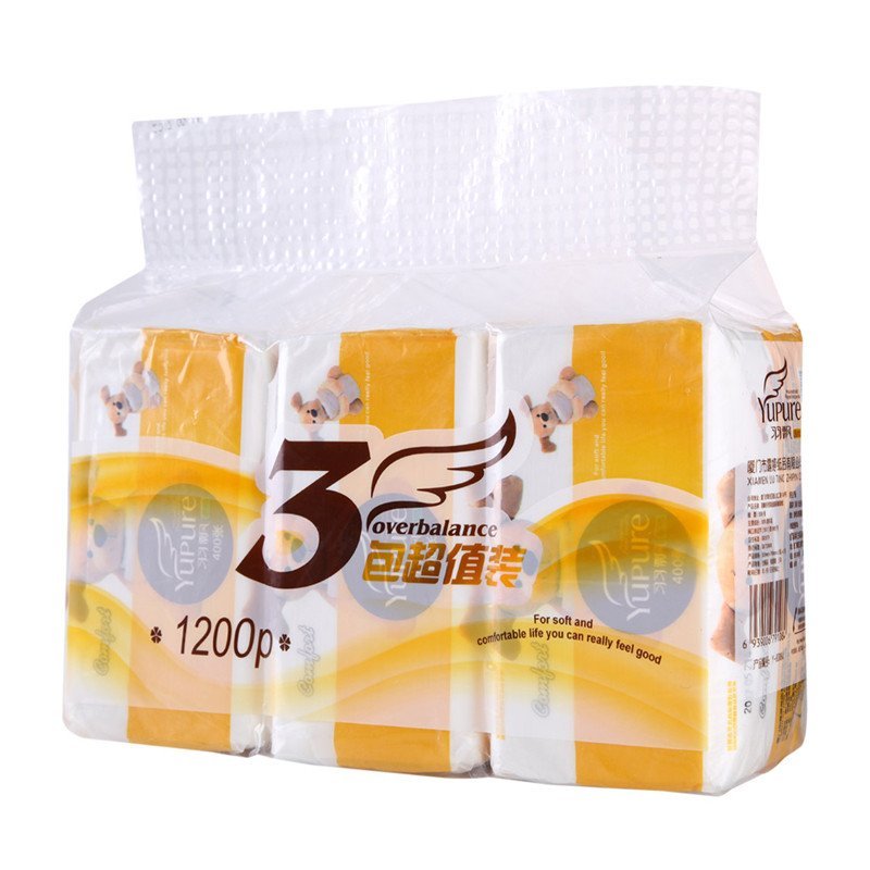羽飘 布布狗抽纸 2层抽取式面巾纸 400张*3包（中规格）