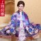上海故事15新款专柜正品高档真丝拉绒双层桑蚕丝 秋冬保暖女士披肩围巾 蝶舞百合玫红