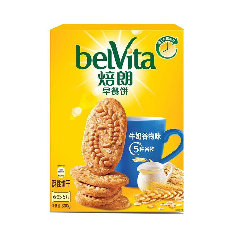 焙朗早餐饼牛奶谷物味300g