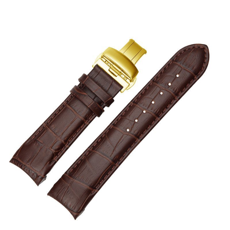 傲途（AOTU）库图T035表带22mm/23mm/24mm配件T035.627A 皮表带 黑色玫瑰金扣 22*20mm 亚光棕皮金扣