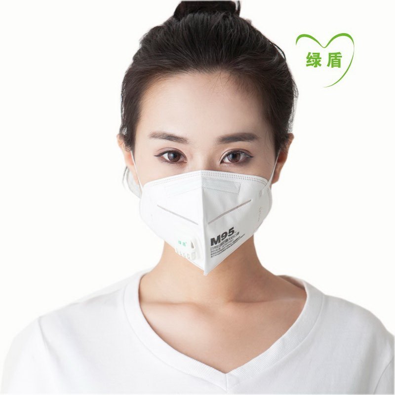 绿盾 M95 抗菌防颗粒物 带呼吸阀无纺口罩 成人均码(五只装) 白色