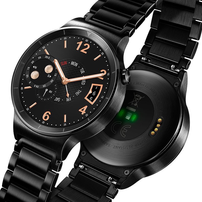 华为huawei watch 动感系列 智能手表 黑色不锈钢三珠表带 曜石黑高清