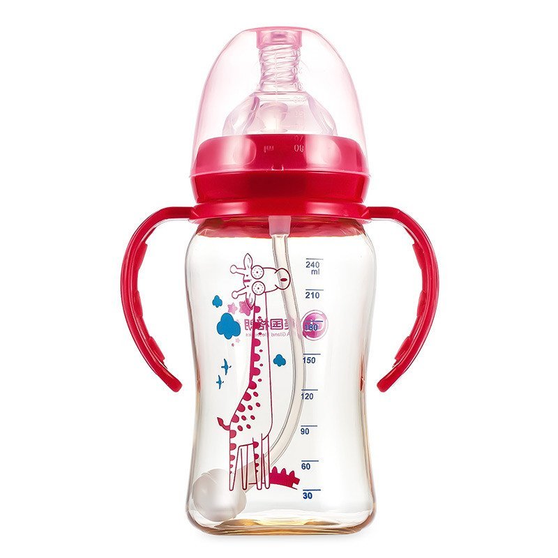 格朗 GL 宽口径 带手柄PPSU奶瓶240ML N-4（酒红色）