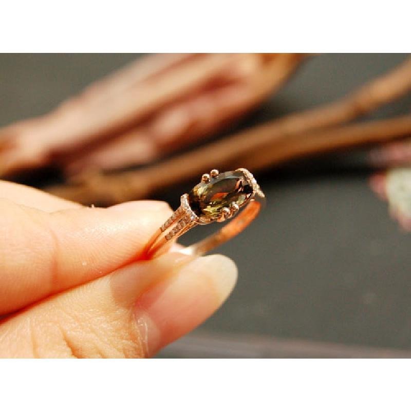 9401秀美典雅高品质茶色◎18k金天然碧玺戒指12号◎12年诚信老店送cma