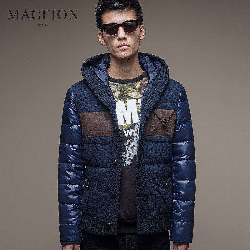 迈克.菲恩MACFION男士时尚韩版修身连帽羽绒服开衫外套A038