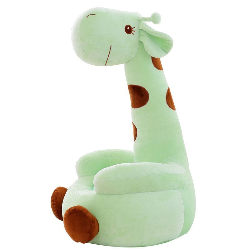 卡通动物熊猫长颈鹿儿童沙发懒人沙发榻榻米座椅毛绒玩具生日礼物 高约75cm 绿色