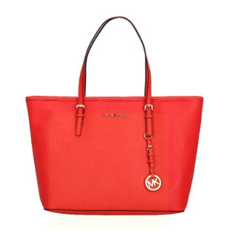 Michael Kors 迈克·柯尔 Jet Set系列 女士真皮logo标志手提包30S4GTVT2L 红色