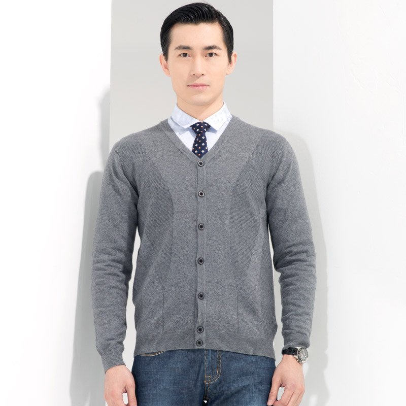 阿仕顿 秋季男士浅灰色休闲毛衫开衫 AW15309272