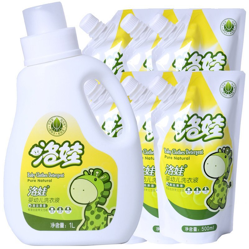 洛娃 婴儿洗衣液袋装（清淡果香）1L瓶装+500ml*6袋