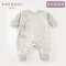 爱布谷负离子棉婴儿哈衣春秋季 秋冬款宝宝保暖内衣纯棉爬衣 66cm建议3-6个月 双层【灰条纹款】