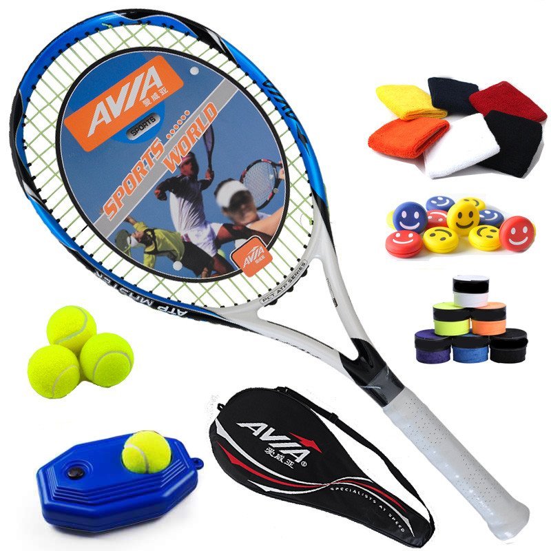 A VIA爱威亚一体成型全碳素高端网球拍初学者男款女款单人训练比赛网拍 蓝色