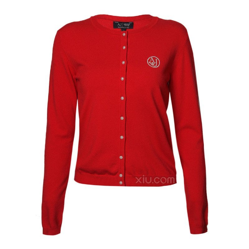 Armani Jeans 阿玛尼牛仔 女士logo单排扣针织衫 B5W79TG64 42 红色