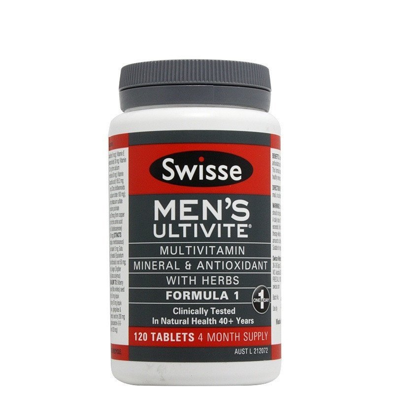澳洲Swisse瑞思男士综合复合维生素片剂 120片 1瓶装 多维植物精华营养 澳大利亚进口