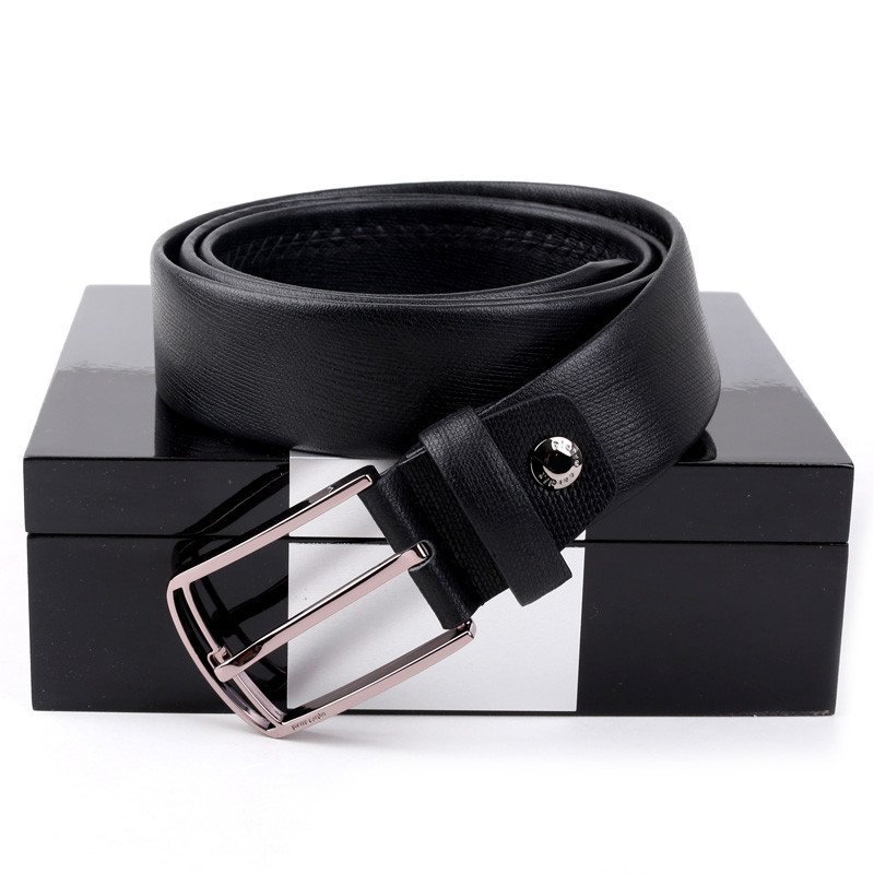 皮尔卡丹pierrecardin 高档男士牛皮加宽针扣皮带pea803205dya黑色