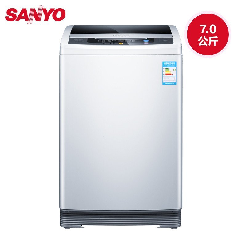 三洋（SANYO）7公斤全自动波轮洗衣机WT7455M0S（亮灰色）