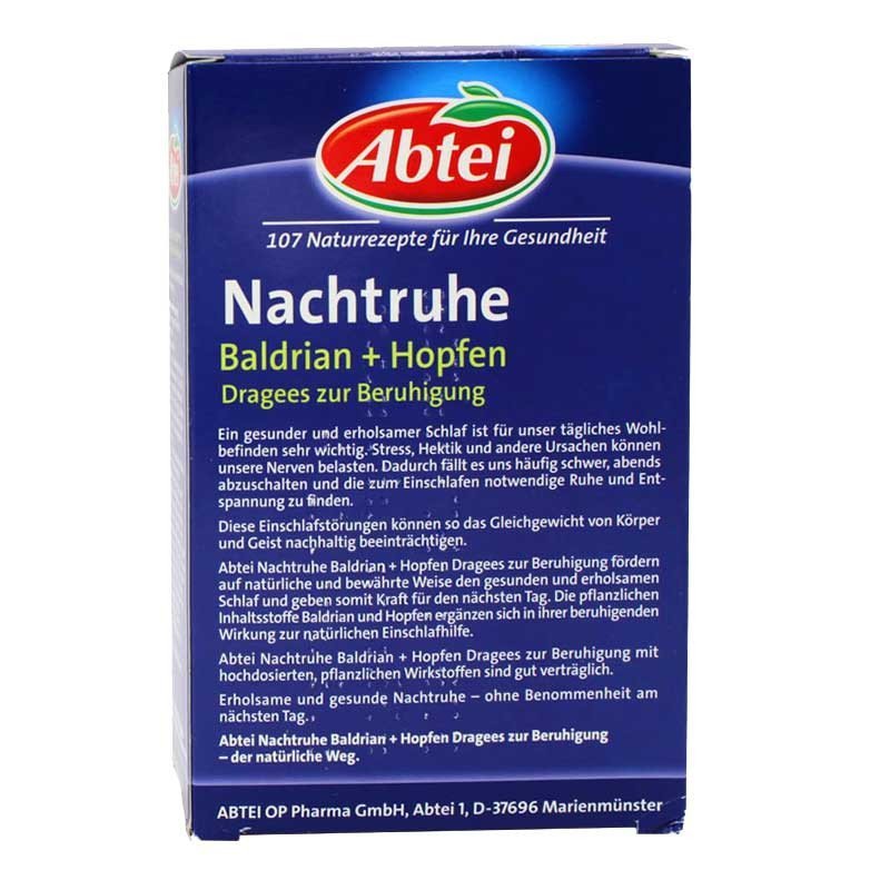 德国abtei nachtruhe天然缬草片镇静安神健康睡眠80粒