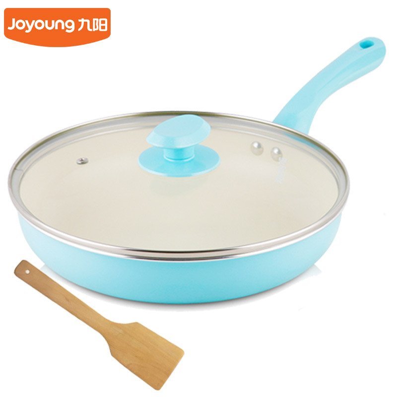 九阳（Joyoung）JLB2602D 26cm煎锅公主系列时尚蓝色物理不粘锅具【带盖】
