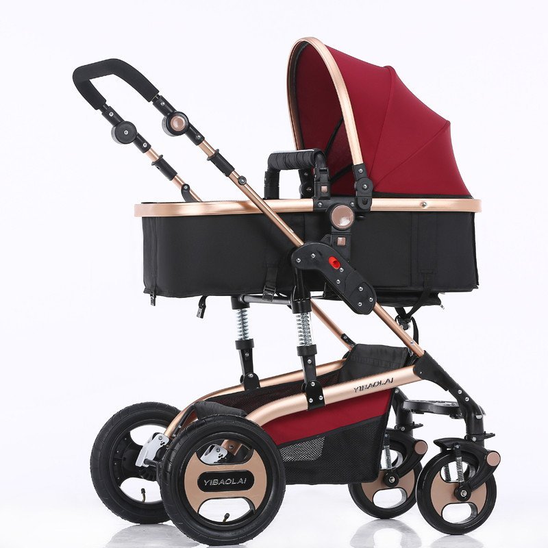 亿宝莱(yibaolai) 婴儿推车 避震高景观 适合0到36个月 金色支架