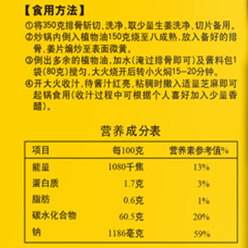 糖醋排骨的配料表图片