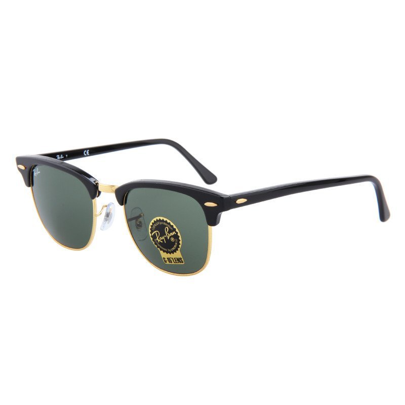 雷朋(Ray.Ban)经典俱乐部经理人系列男女款太阳眼镜RB3016 W0365黑框绿灰镜片 51mm