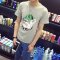 丹杰仕 2016夏款卡通T恤男大码 文艺范小清新男装棉T恤 4XL 白色