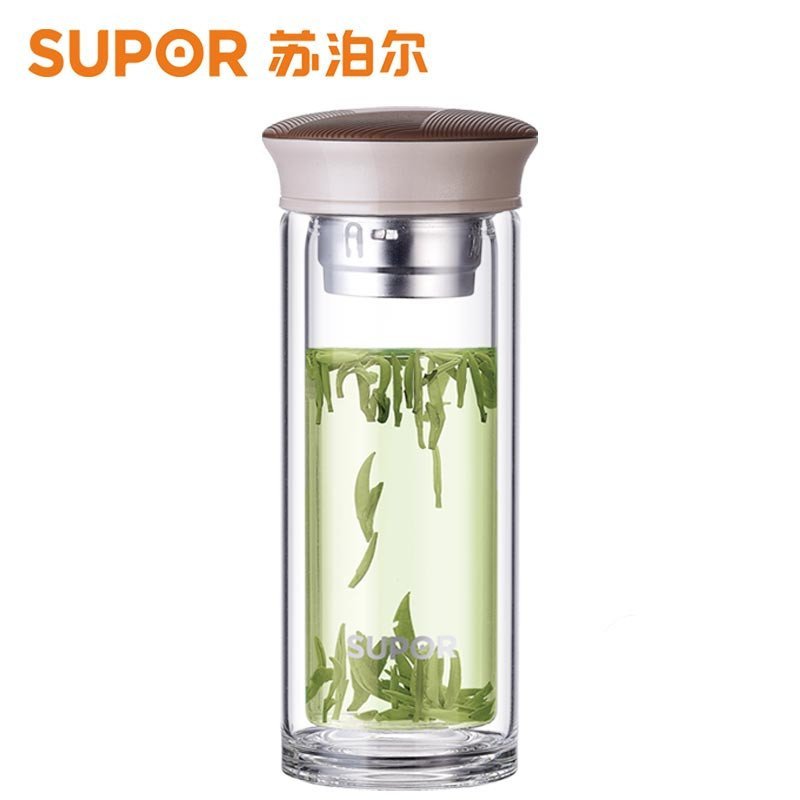 苏泊尔（SUPOR）随行双层耐热玻璃杯KC28AU1（摩卡棕）