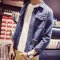 Favorlove 破洞补丁春季新款男士牛仔夹克外套外衣男 B412-JK805U XL 深蓝色