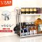 乐陶陶 304不锈钢厨房置物架2层调味料架 收纳架厨房用品壁挂落地 40CM+4挂钩