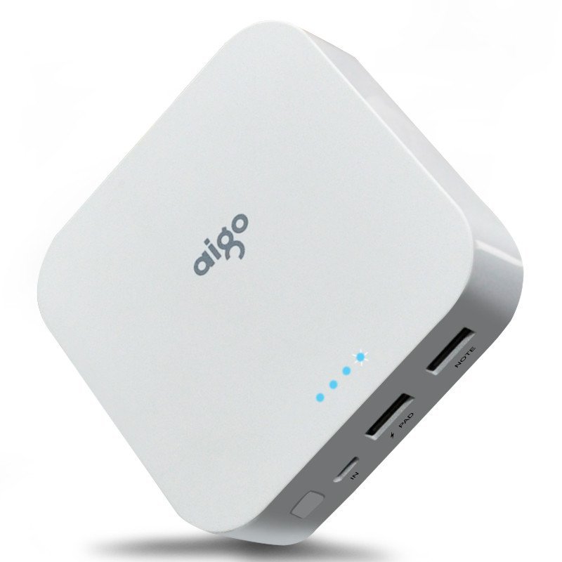 爱国者（aigo）10000毫安 OL10400 双USB输出 通用便携迷你 移动电源/充电宝 白色