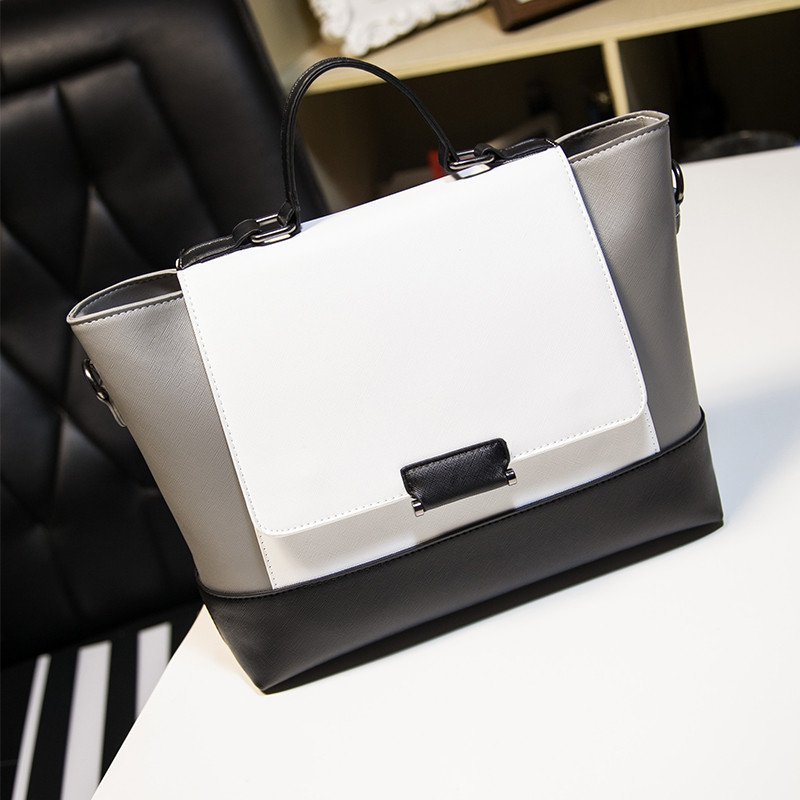 薇思黛 2016新款 韩版潮流女包通勤手提包简约大包包女士百搭斜挎单肩包 白色中号