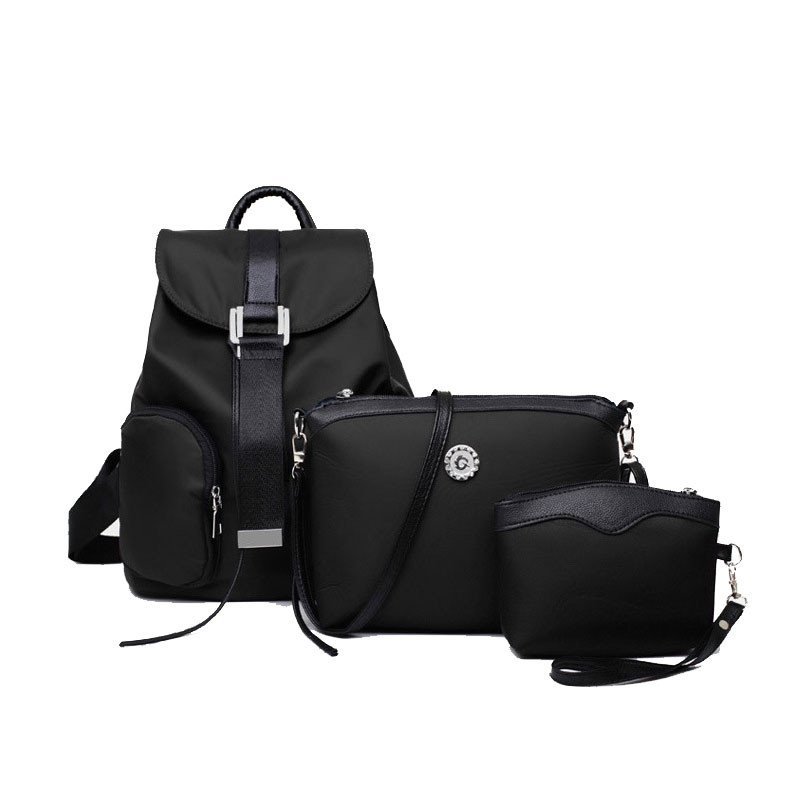 薇思黛 2016新款 欧美时尚子母包双肩背单肩斜跨包防水尼龙女包 黑色