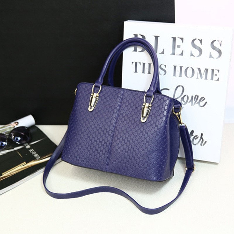 薇思黛 2016新款 欧美时尚潮流女手提包时尚女包大包单肩包斜挎包 蓝色