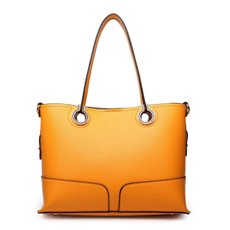 薇思黛 2016新款 欧美风范手提单肩斜跨包包女包十字纹PU皮子母包二件套 橙色