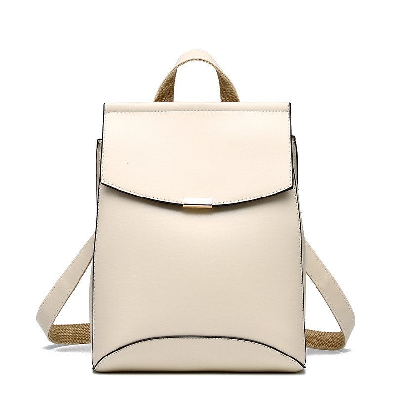 薇思黛 2016新款 双肩背包女韩版潮休闲学院风书包旅行PU皮两用背包 白色