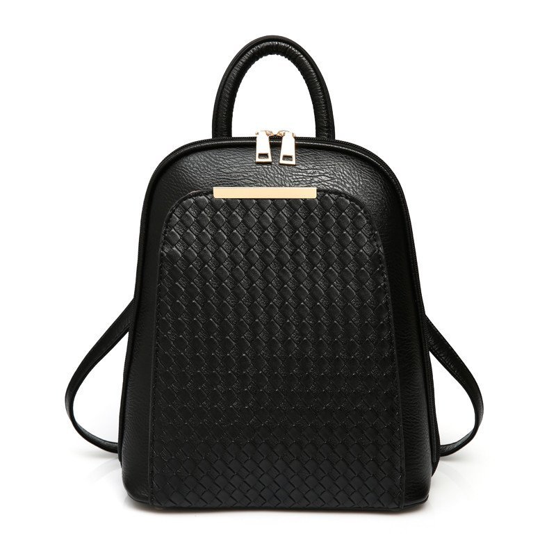 薇思黛016新款PU女背包双肩包百搭女包双肩包多用包旅游包包 黑色