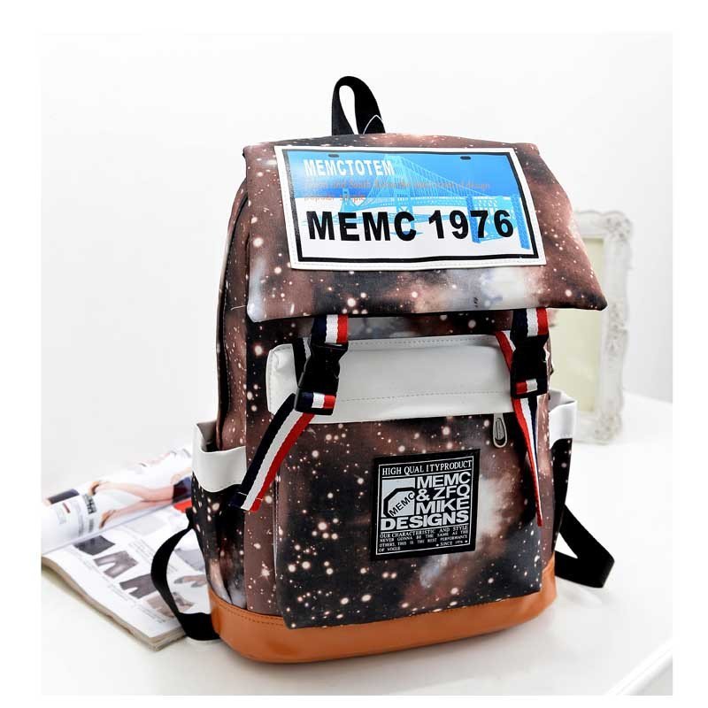 薇思黛2016新款书包中学生男韩版背包旅行包女男士双肩包休闲 褐色