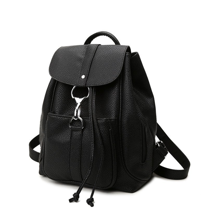 薇思黛2016秋季新款双肩包女包背包pu皮包休闲双肩包女韩版双肩背包潮旅行女包 贵族黑色