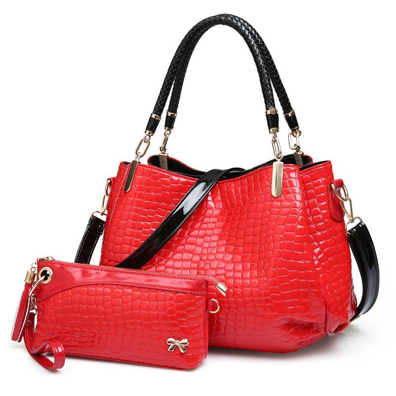 薇思黛2016秋季新款女包单肩包大容量斜挎包子母包二件套大包新款手提包 红色