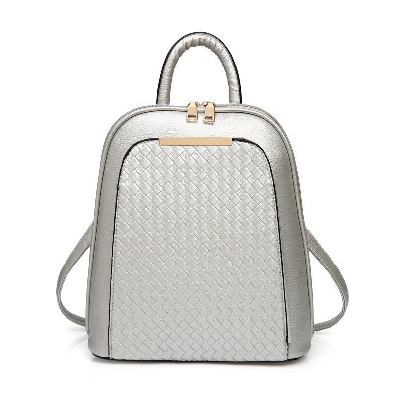 薇思黛2016新款PU女背包双肩包百搭女包双肩包多用包旅游包包 银色