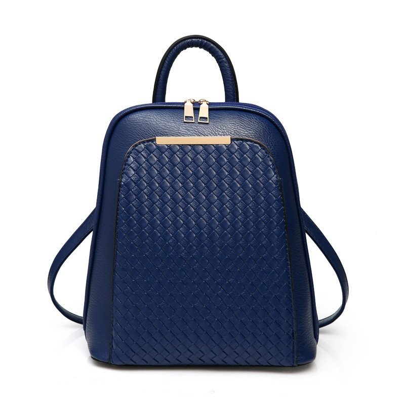 薇思黛2016新款PU女背包双肩包百搭女包双肩包多用包旅游包包 深蓝色