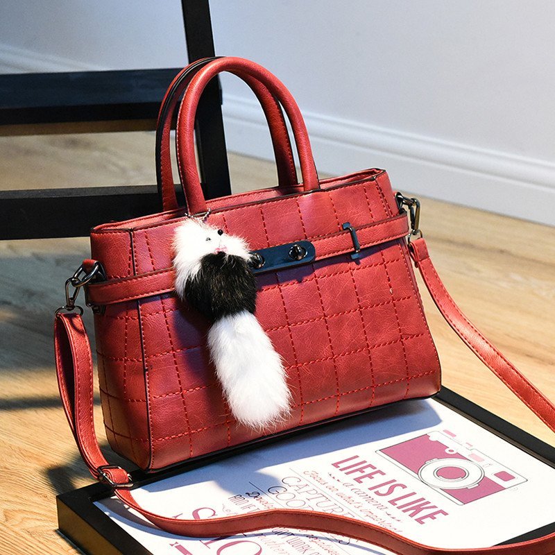 薇思黛女包包2016新款女士包包女包 单肩手提包包斜挎时尚女包 深红色